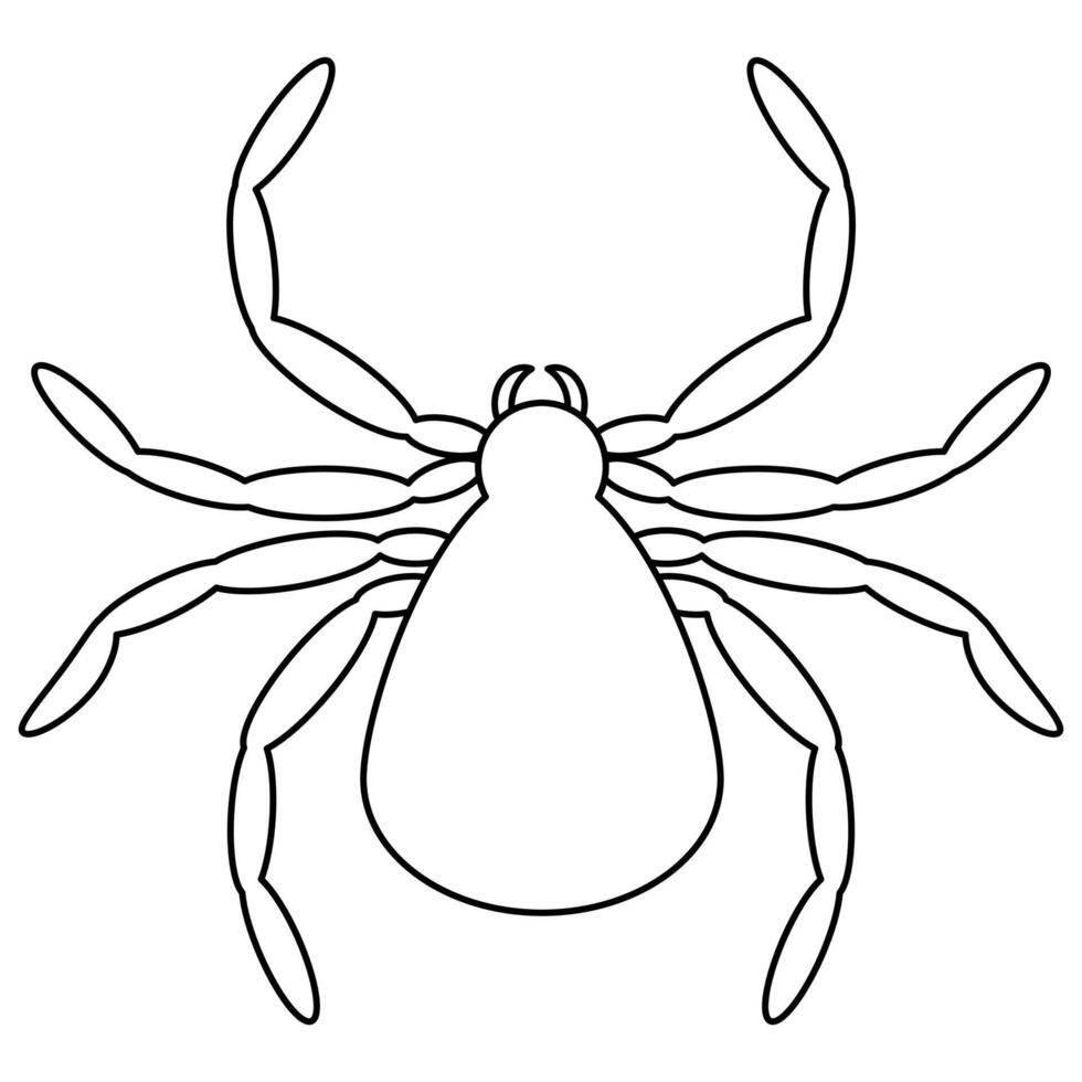 Spider outline icon, black widow silhouette. Halloween animal symbol, arachnid sign, bug pictogram, spider icon isolated vector