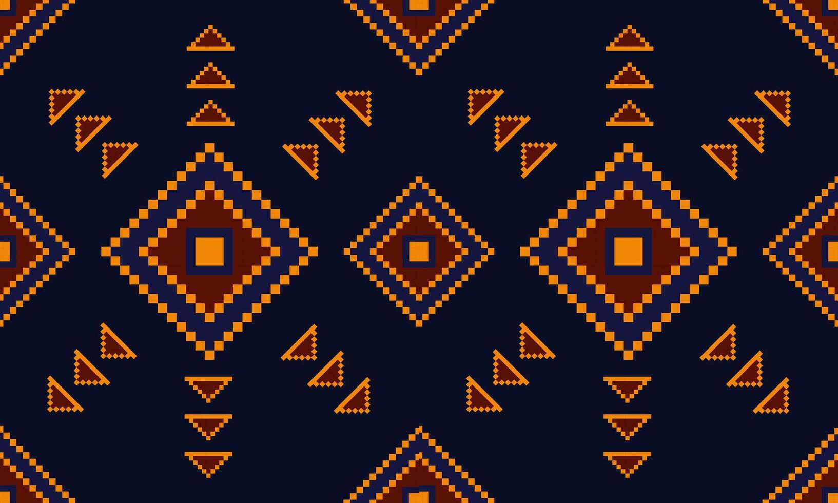 Navy blue boho geometric ethnic shapes seamless pattern traditional Design backgrounds for clothing, carpet, fabric, wallpaper, wrap, and print. Native American ornament. vector