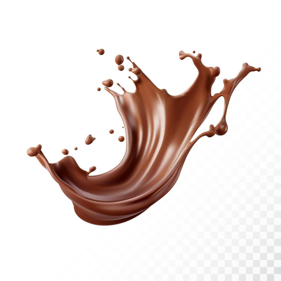 Chocolate splash isolated on white background. Realistic illustration. vector