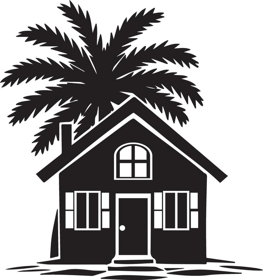 Hand drawn black and White house vector
