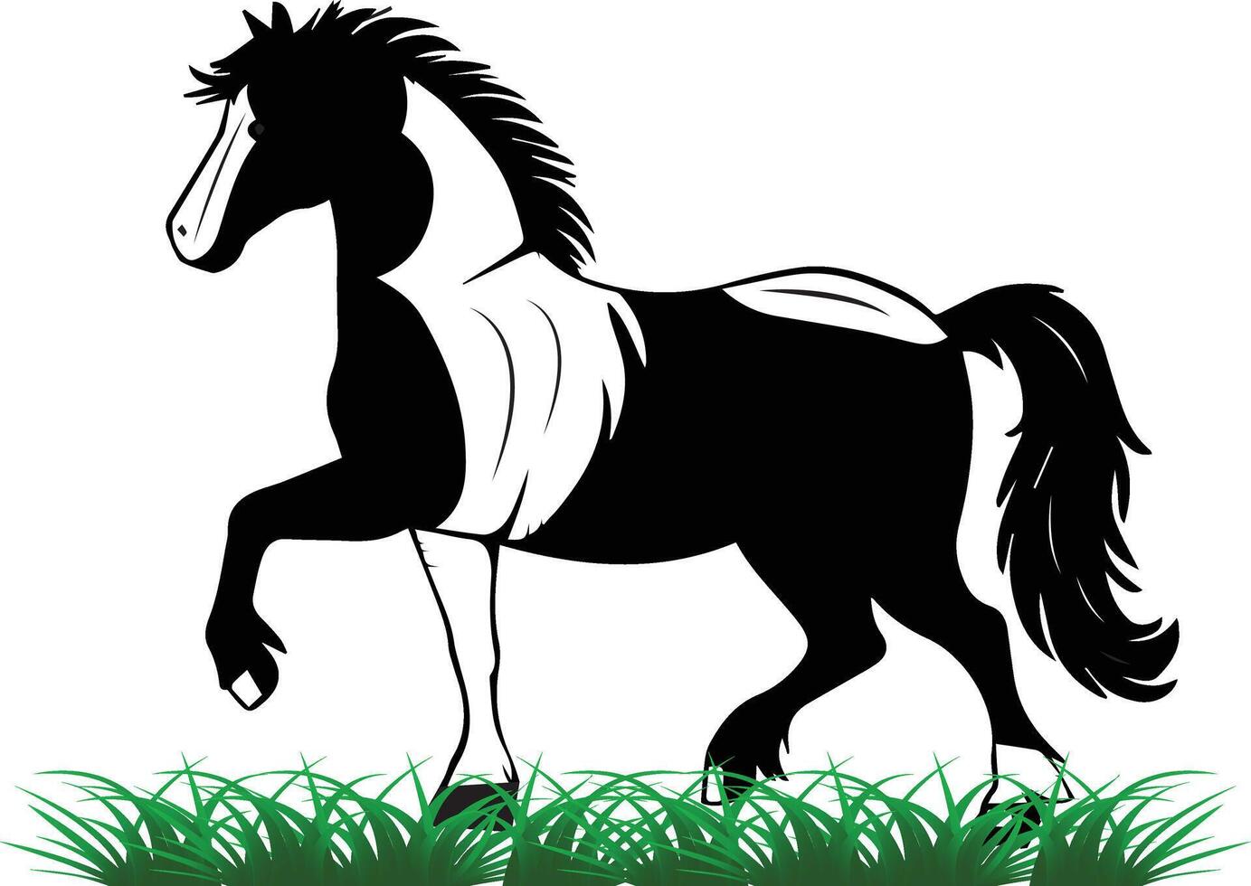 Hand drawn silhouette big horse vector