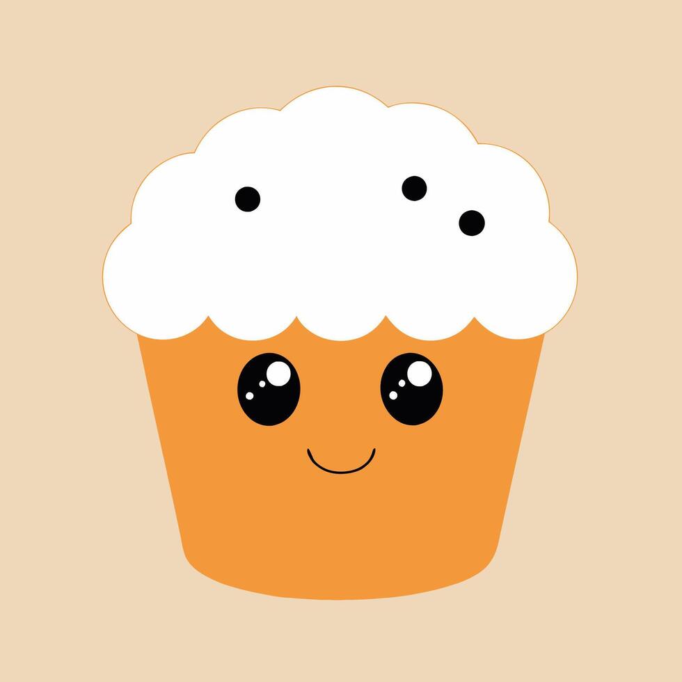 A cartoon cupcake with a big smile on its face vector