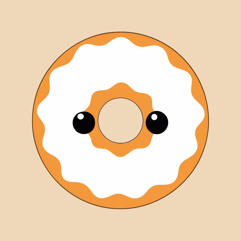 A cartoon donut with a smiling face on it vector