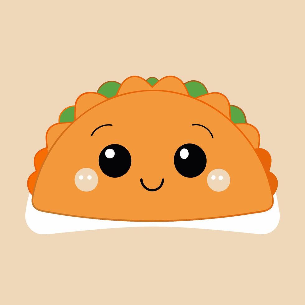 A cartoon taco with a smiling face vector