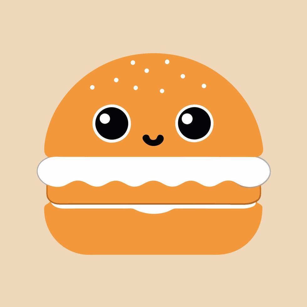 A cartoon burger with a smile on its face vector