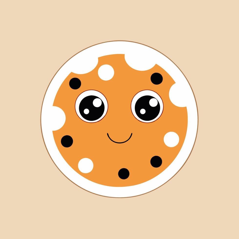 A cartoon cookie with a smiley face and black and white dots vector