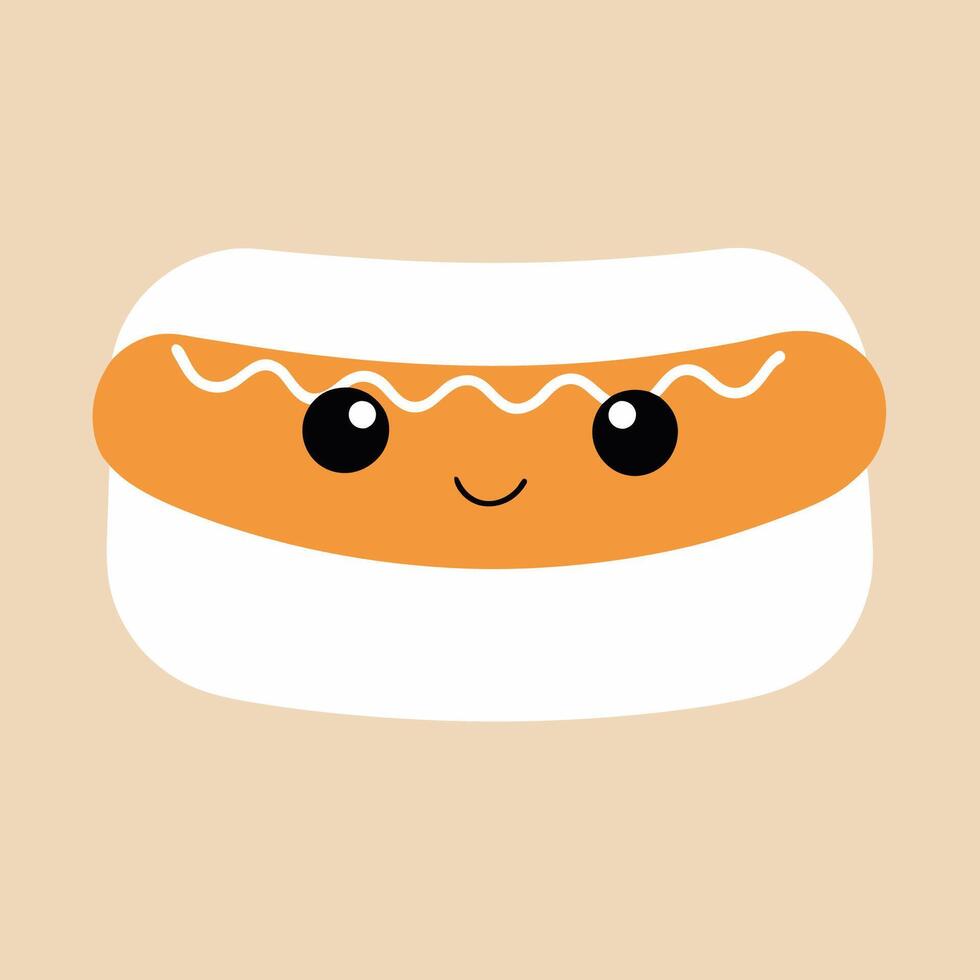 A cartoon hot dog with a smile on its face vector
