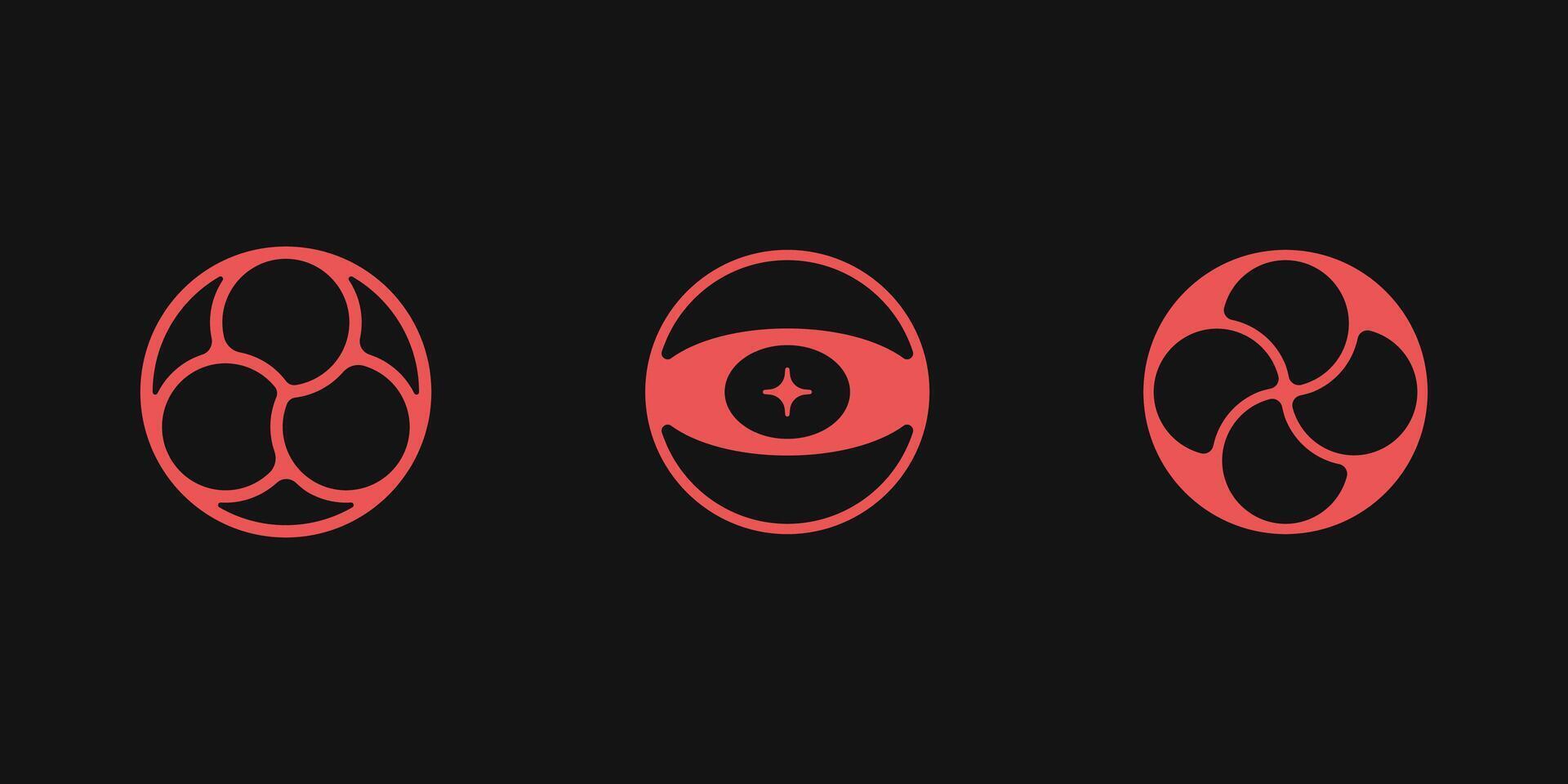 Y2K style set of circle shapes. vector
