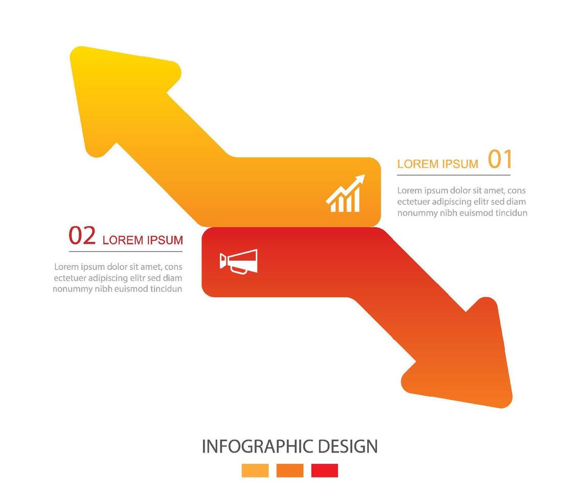 2 data infographics arrow up and down layout template. Illustration business stocks abstract background. vector