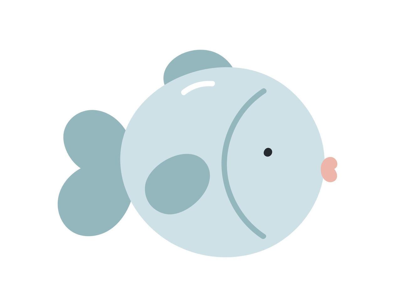 Cute fish. Flat cartoon illustration isolated on white background. For card, posters, banners, printing on the pack, printing on clothes, fabric, wallpaper, textile or dishes. vector
