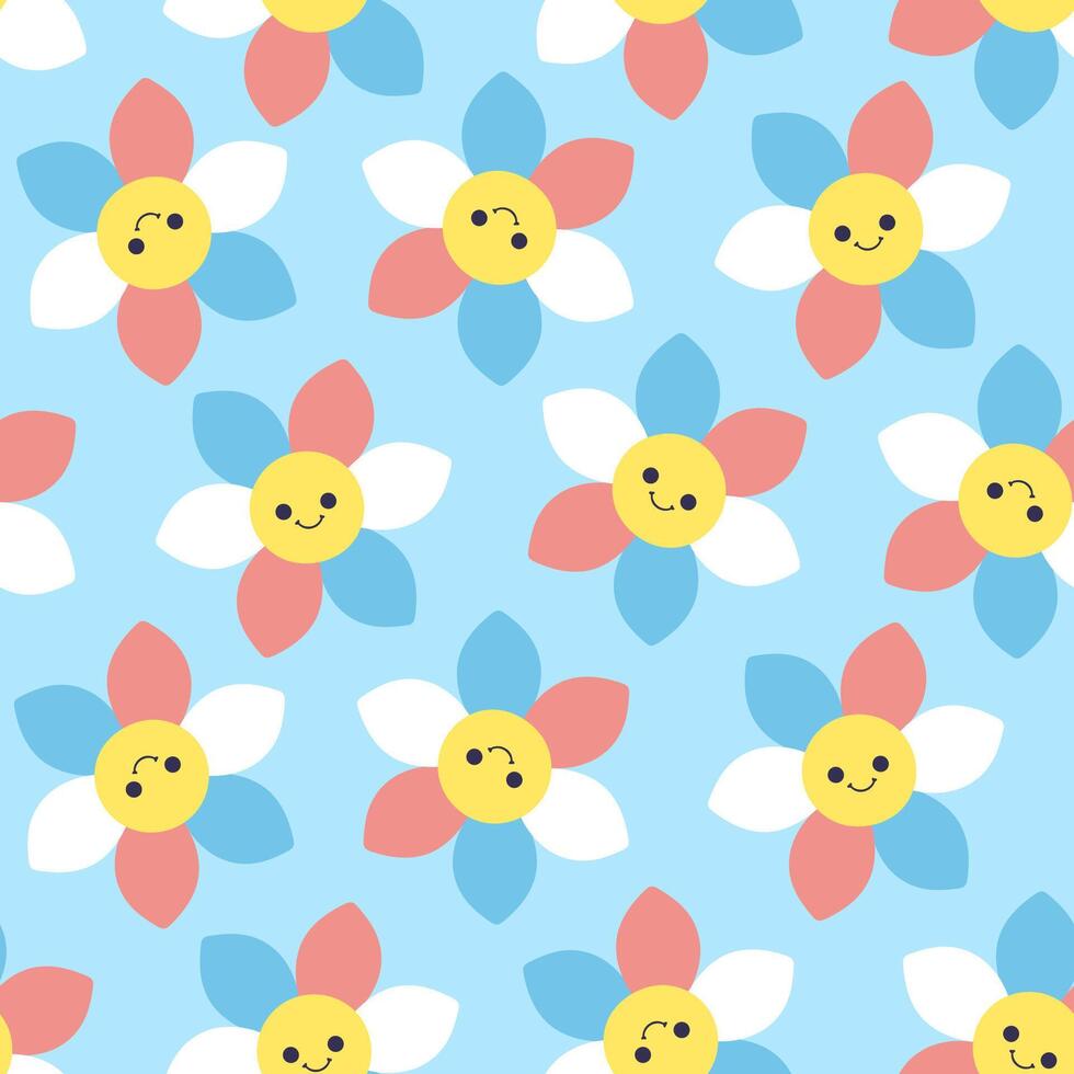 Seamless pattern of cute colorful flowers. graphics. vector