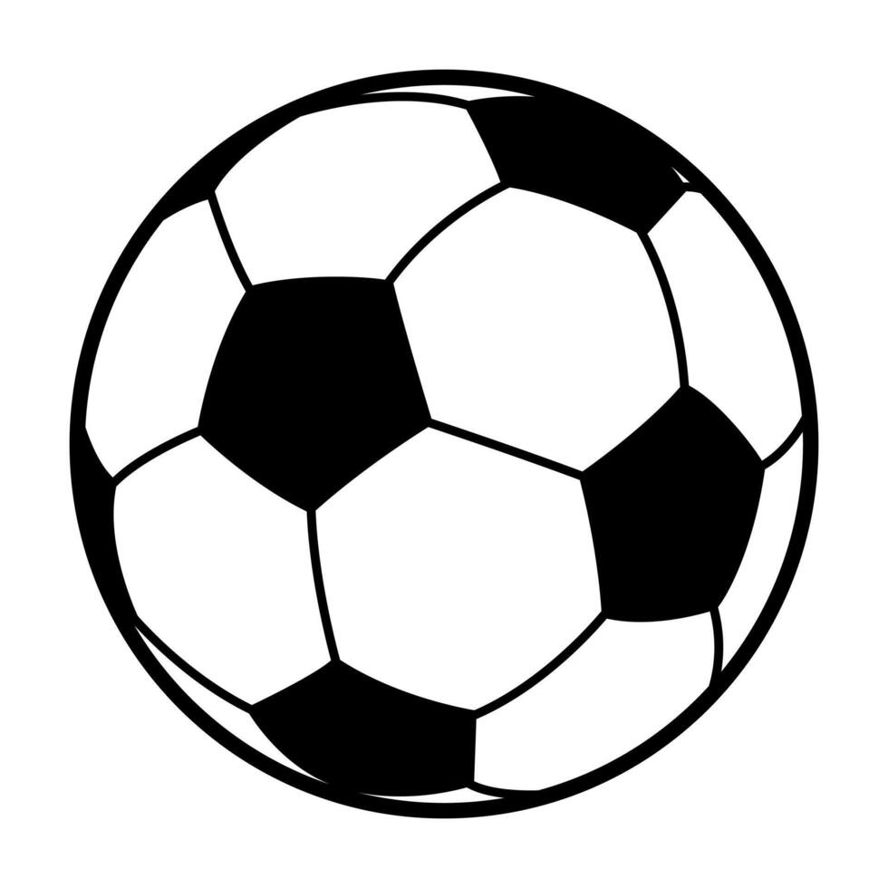 football ball - black and white silhouette symbol illustration of soccer ball, isolated on white background vector
