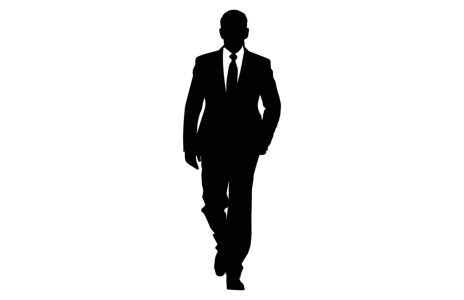 Businessman in Suit Silhouette isolated on white background, Silhouette of a Man in a Classic Suit, Stylish Man vector