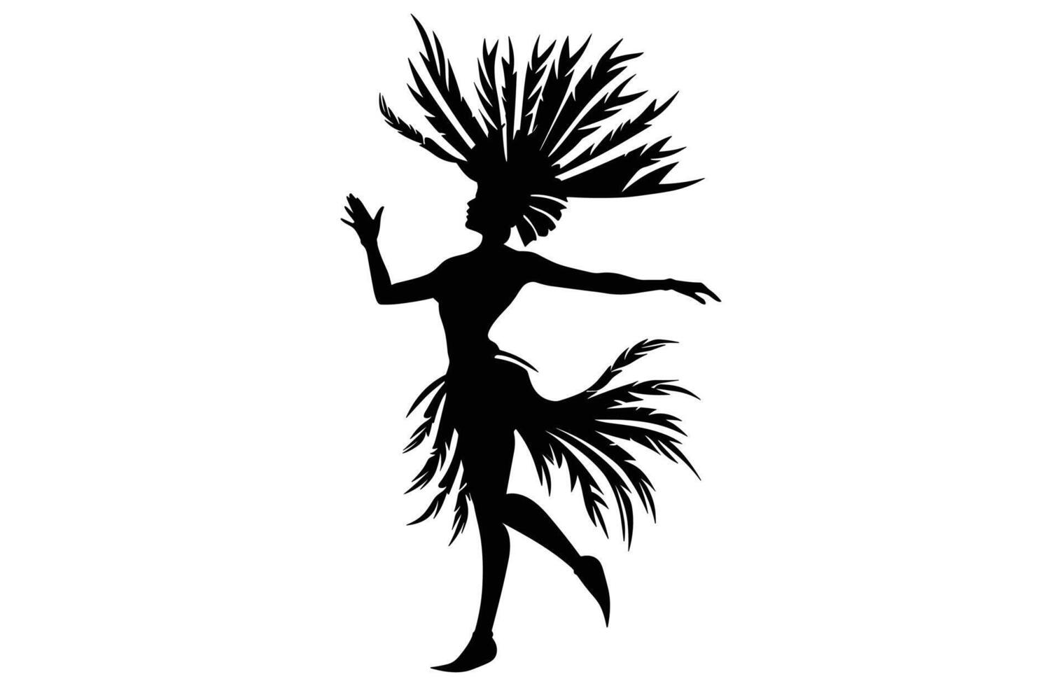 Brazilian Carnival Woman Black Silhouette Isolated on White background, Caucasian Woman Samba Dancer Silhouette. vector