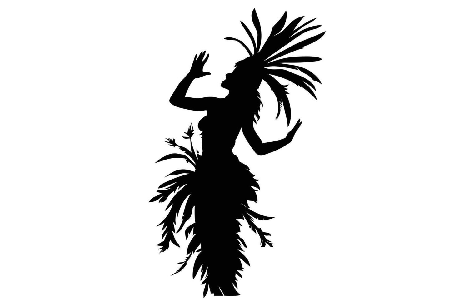 Brazilian Carnival Woman Black Silhouette Isolated on White background, Caucasian Woman Samba Dancer Silhouette. vector