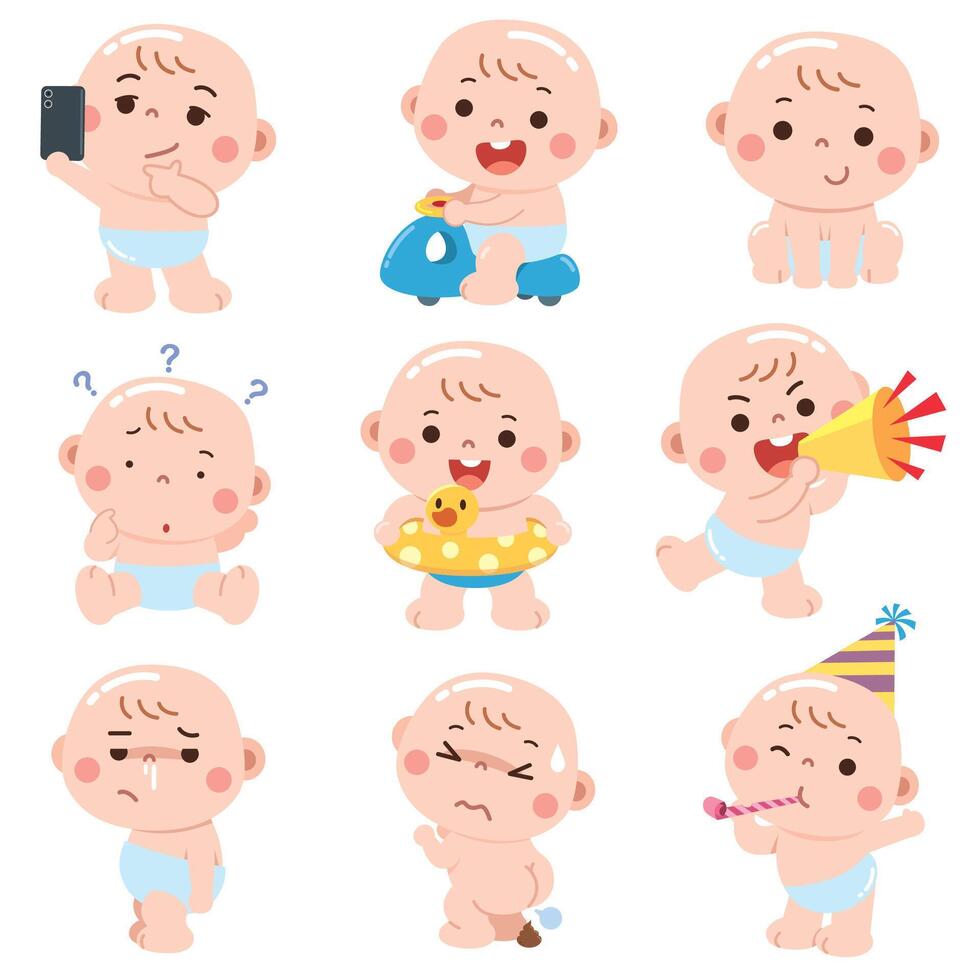 Cartoon Baby character. Cute baby. vector