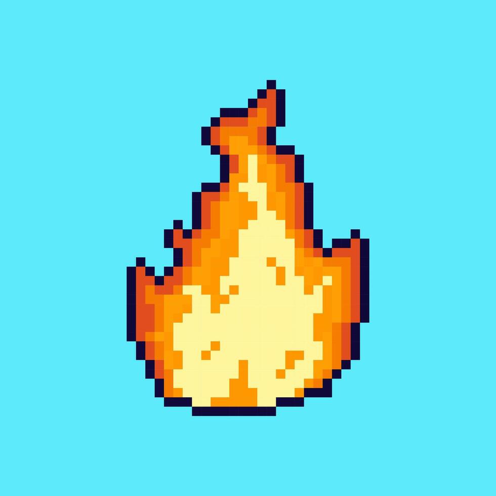 Pixel art style fire design vector