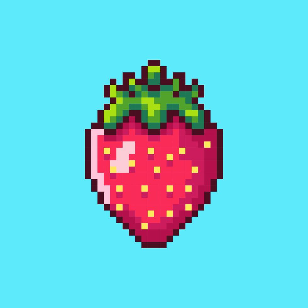 Pixel art strawberry fruit design vector