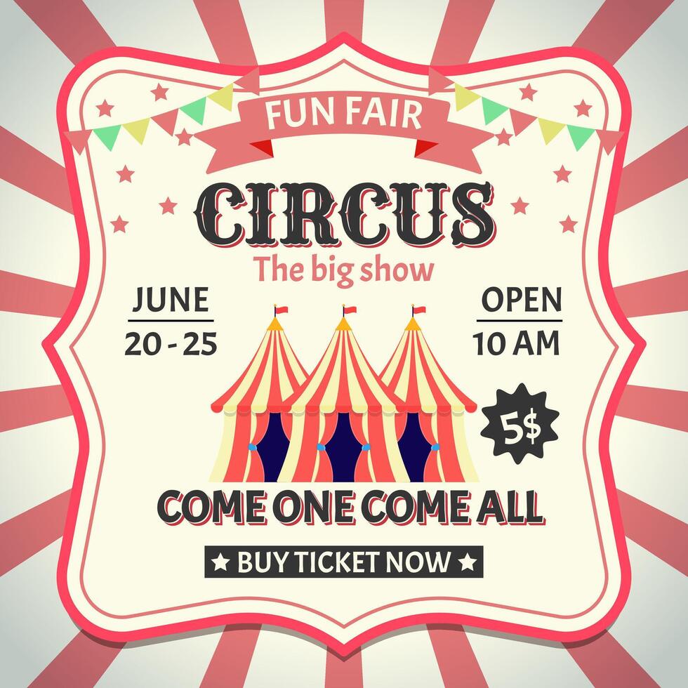 Circus posters. funfair circus show template design vector