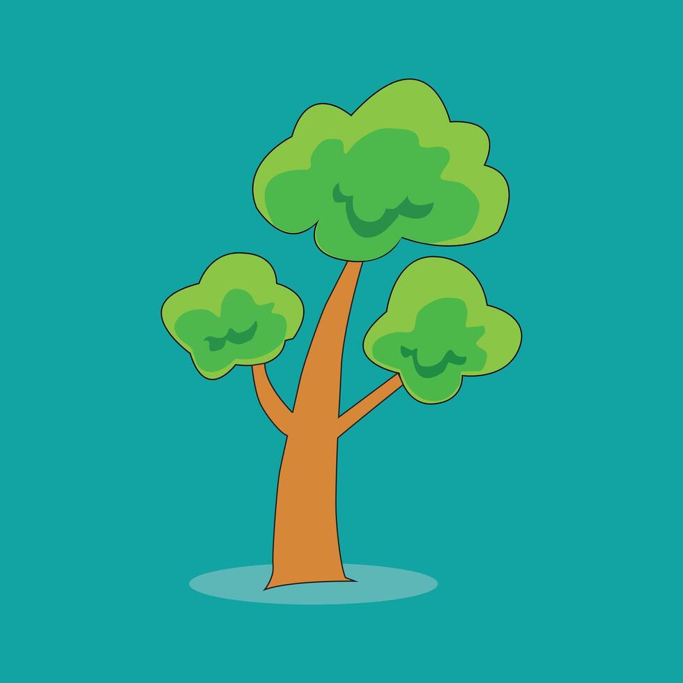 A cartoon tree with two leaves on it vector