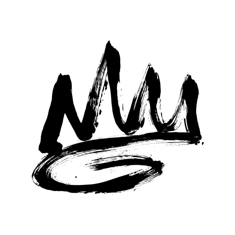 Graffiti grunge paint crown icon isolated on white background. Black graffiti crown drip sign vector