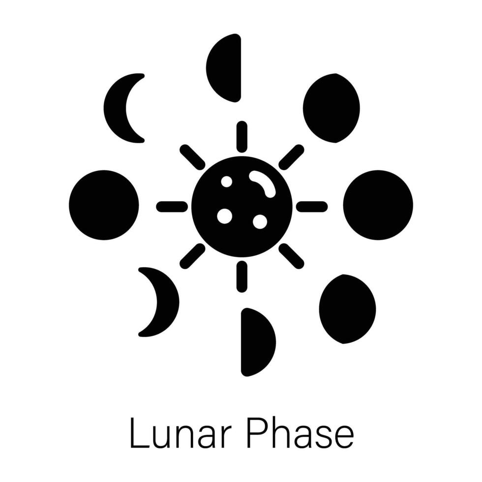 Handy glyph icon of lunar phase vector