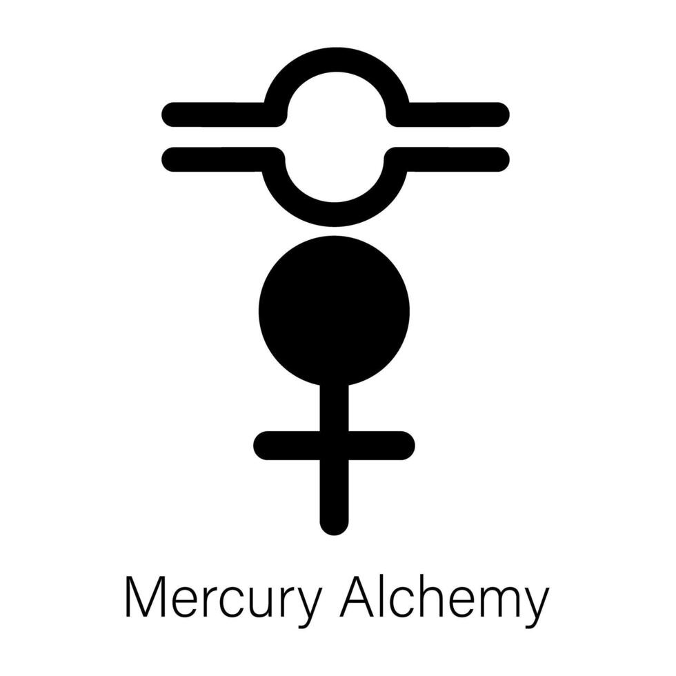 Download solid icon of mercury alchemy vector