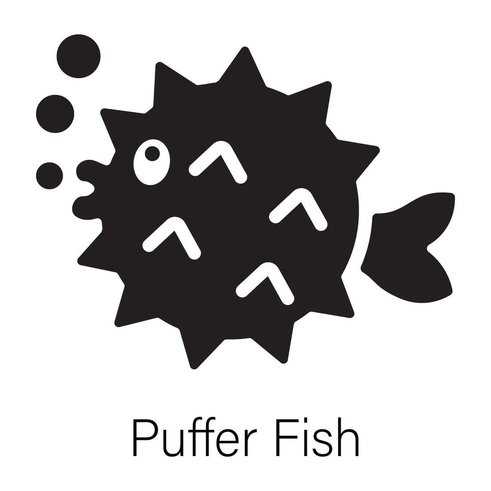 Get this glyph icon of a puffer fish vector