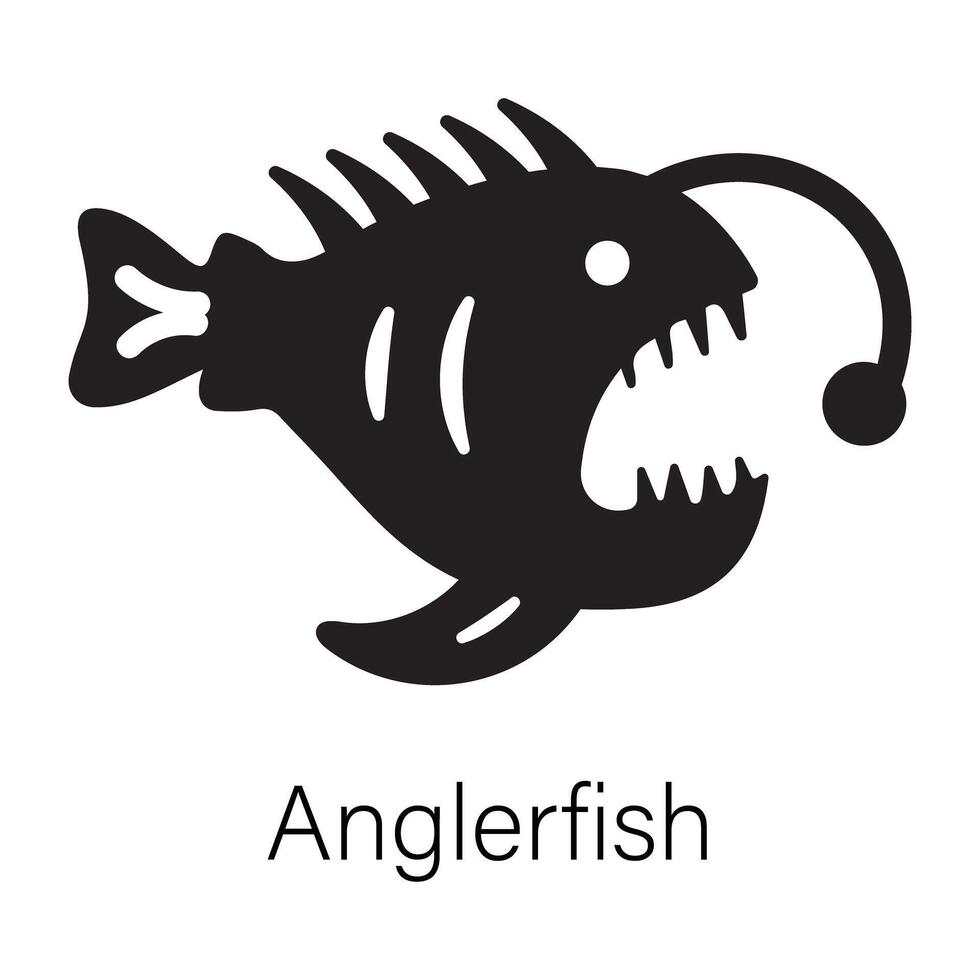 A well-designed glyph icon of anglerfish vector