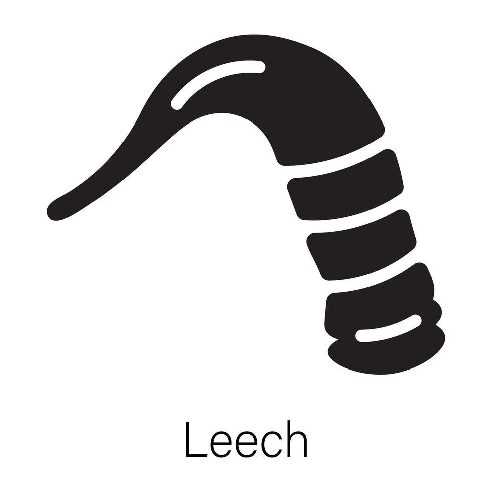 Easy to edit glyph icon of a leech vector