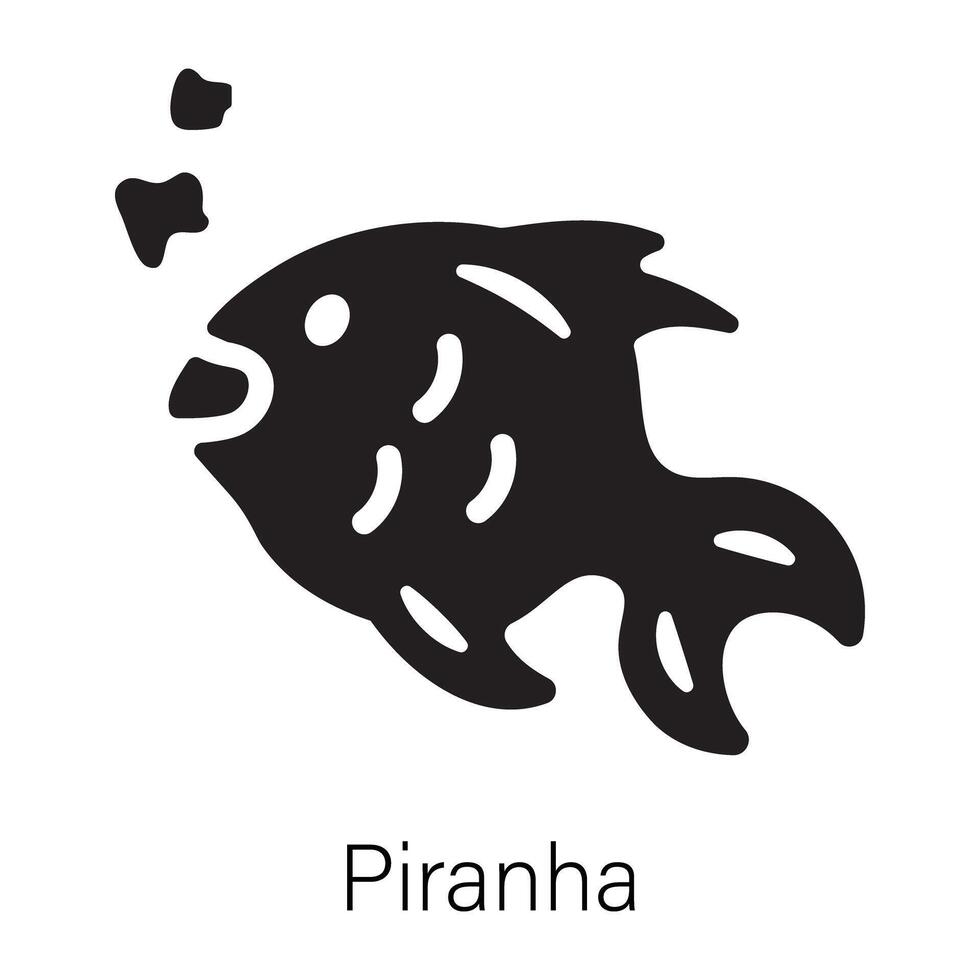 Get this glyph icon of a piranha vector