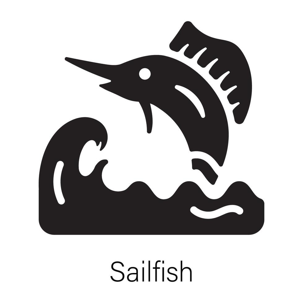 Check out this glyph icon of sailfish vector