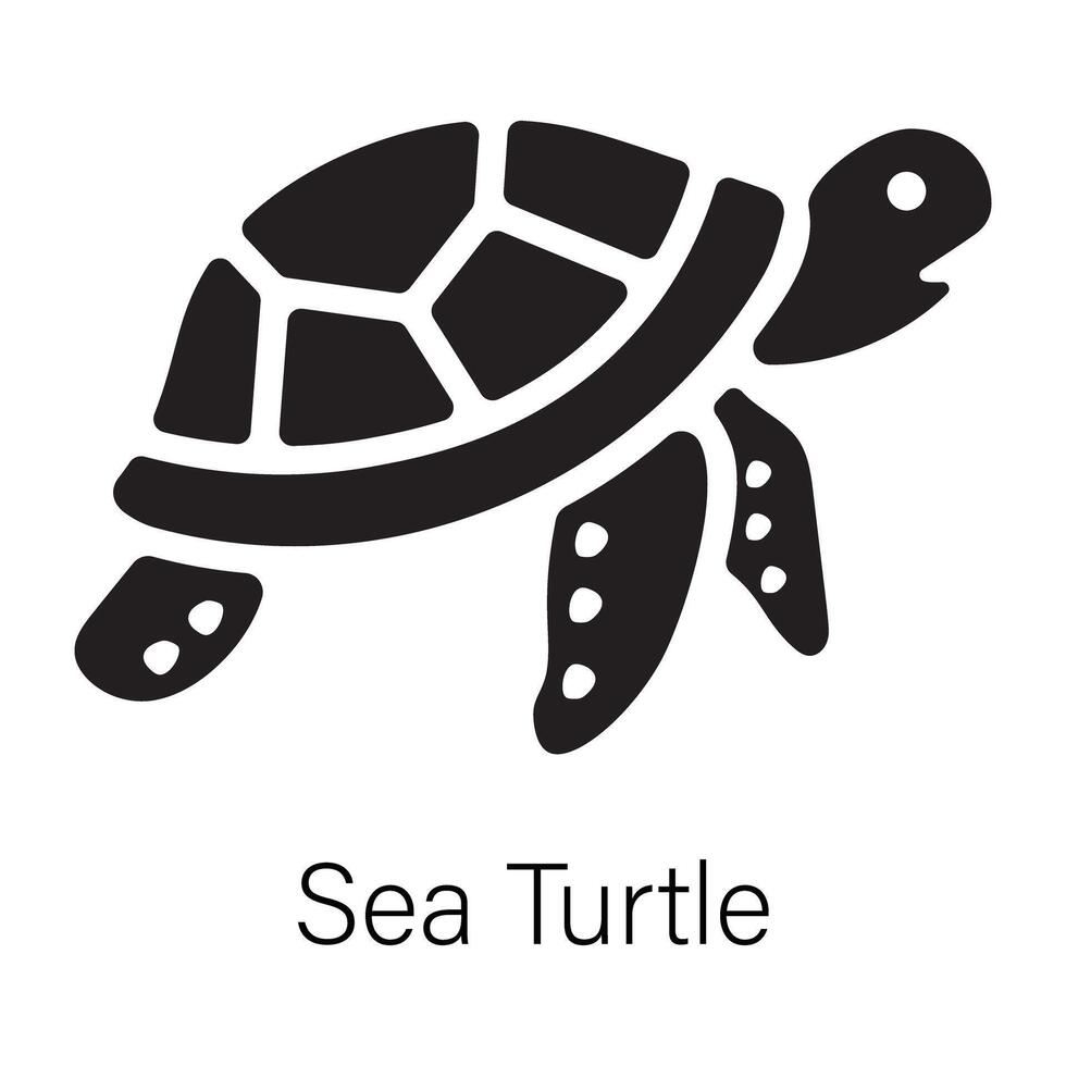 Ready to use glyph icon of a sea turtle vector