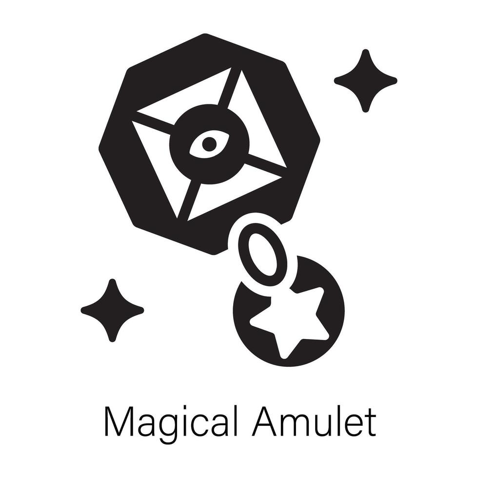 A solid style icon of magical amulet vector