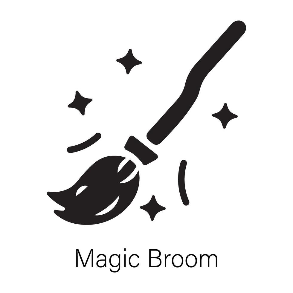 Download glyph icon of magic broom vector