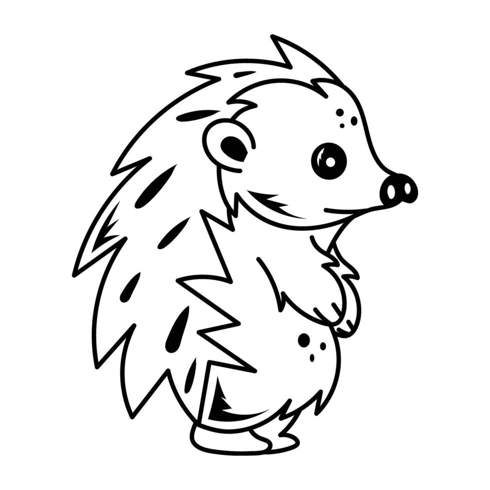 A doodle style icon of cute hiding porcupine vector