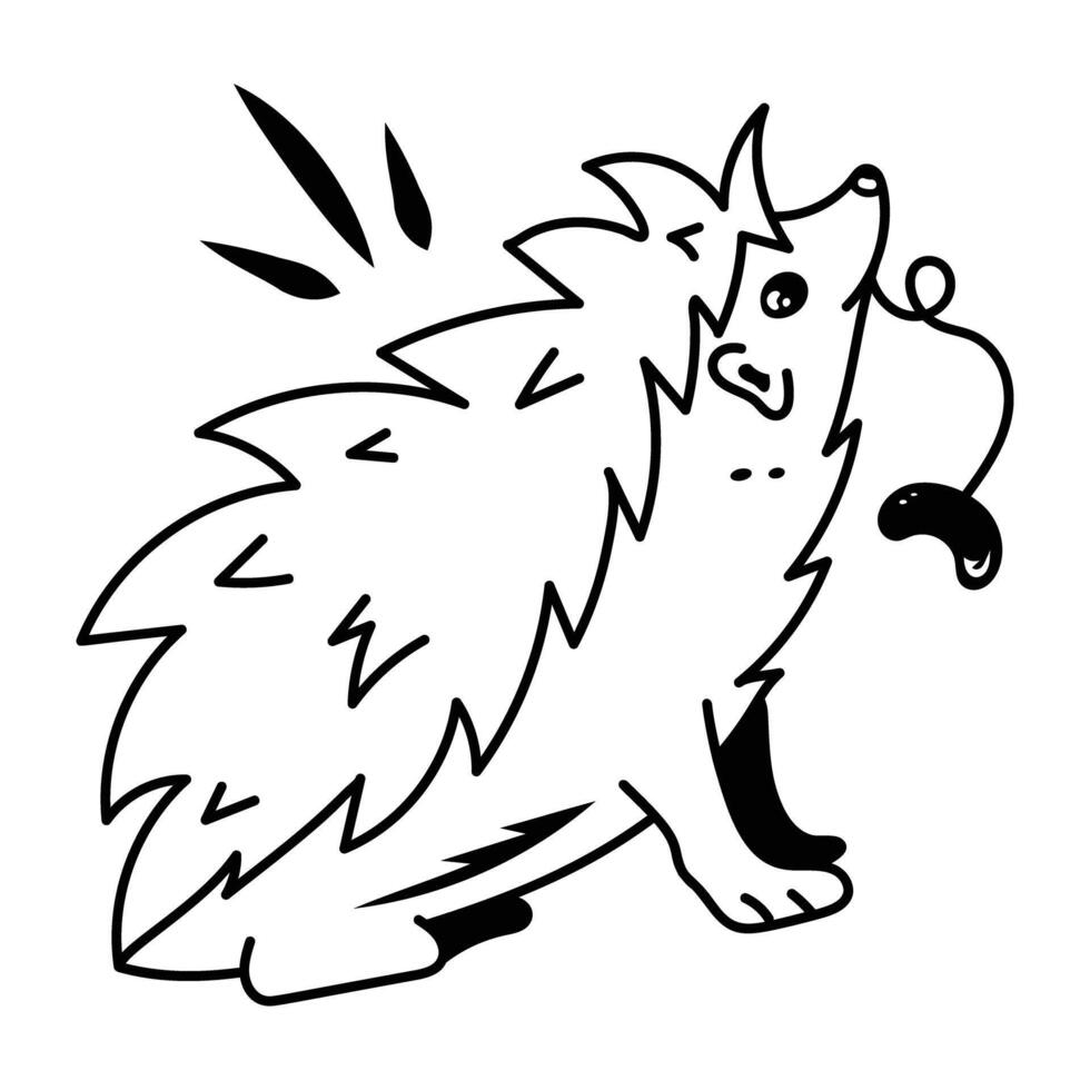 A doodle style icon of cute hiding porcupine vector