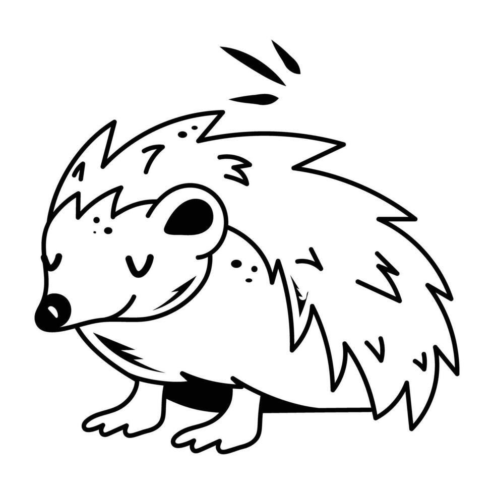 A doodle style icon of cute hiding porcupine vector