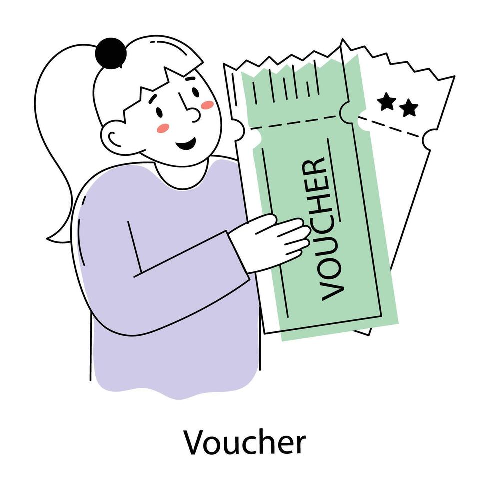 A customizable doodle mini illustration of voucher vector