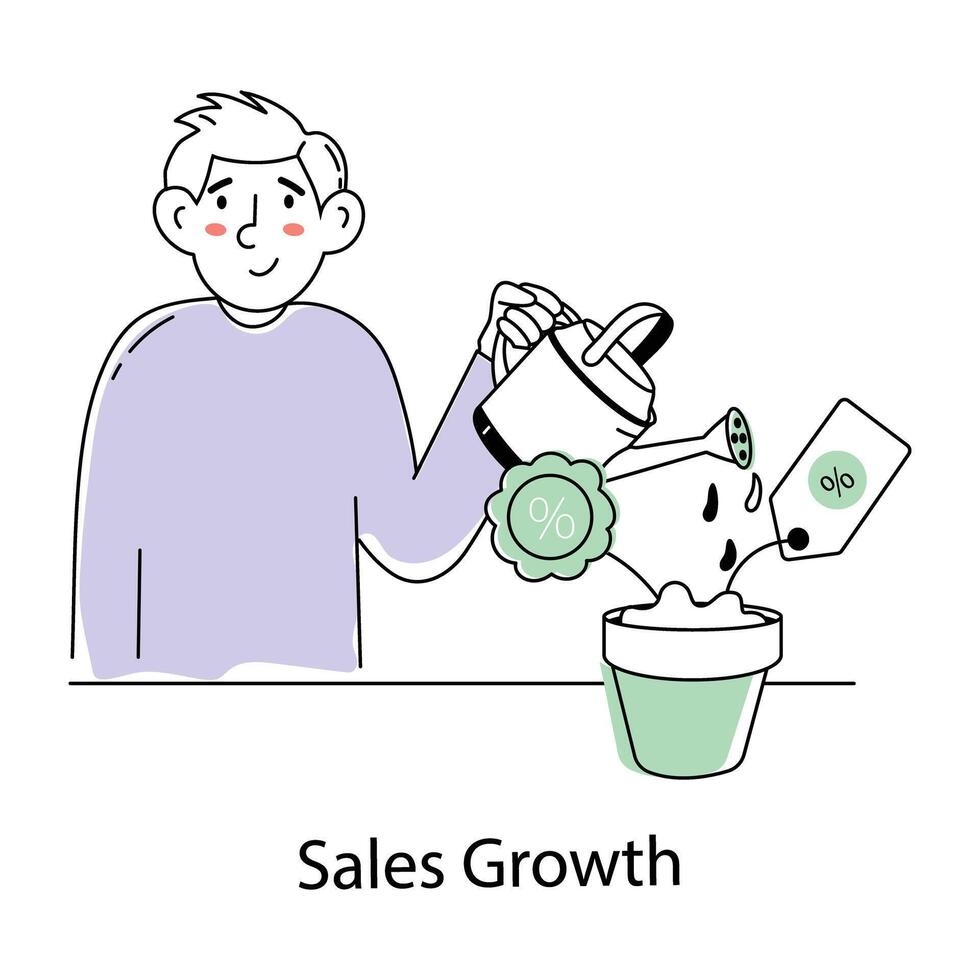 Here is a hand drawn mini illustration of sales growth vector