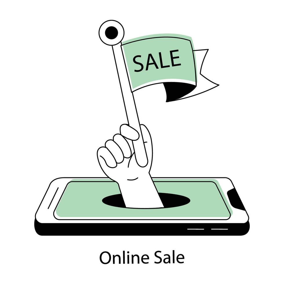 A captivating doodle mini illustration of online sale vector