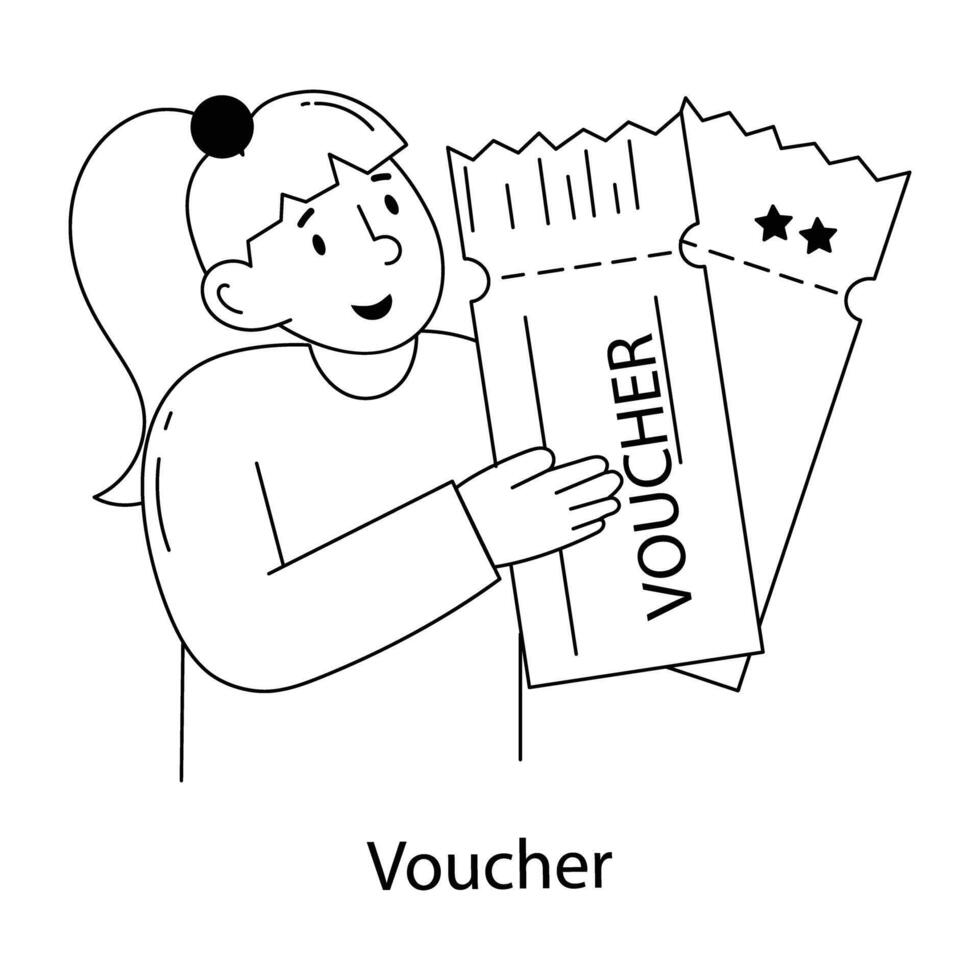 A customizable doodle mini illustration of voucher vector
