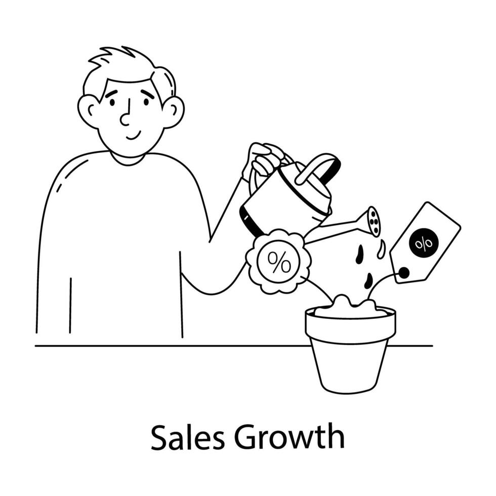 Here is a hand drawn mini illustration of sales growth vector