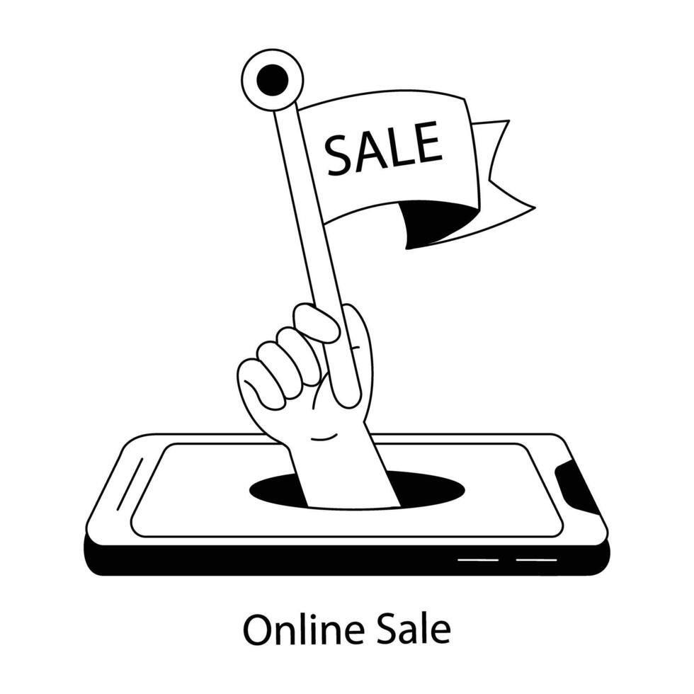 A captivating doodle mini illustration of online sale vector