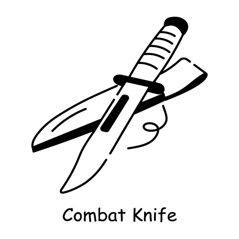 A hand drawn icon of combat knife vector