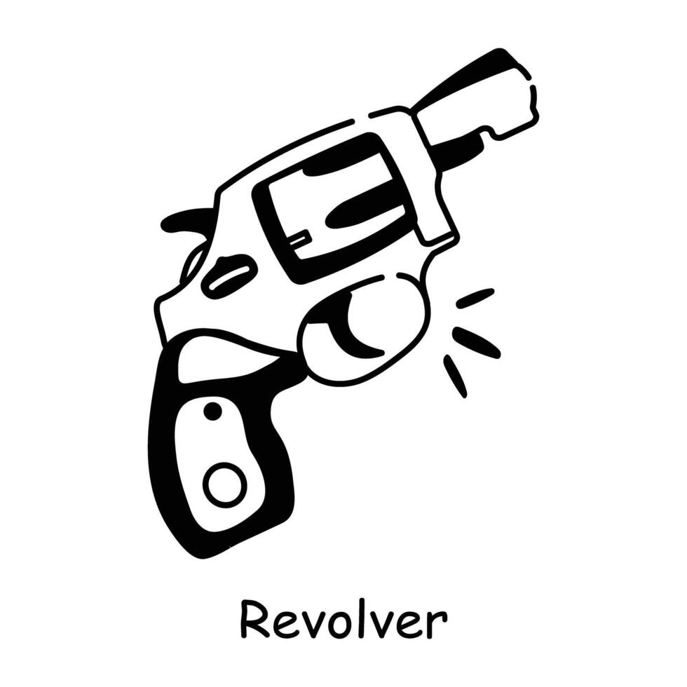 Grab this hand drawn icon of revolver vector
