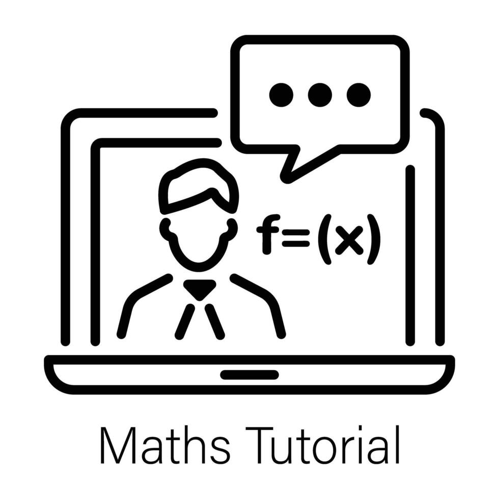An editable line icon of maths tutorial vector