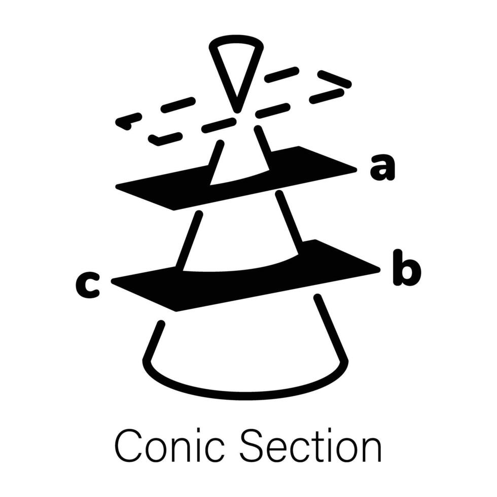 A customizable line icon of conic section vector
