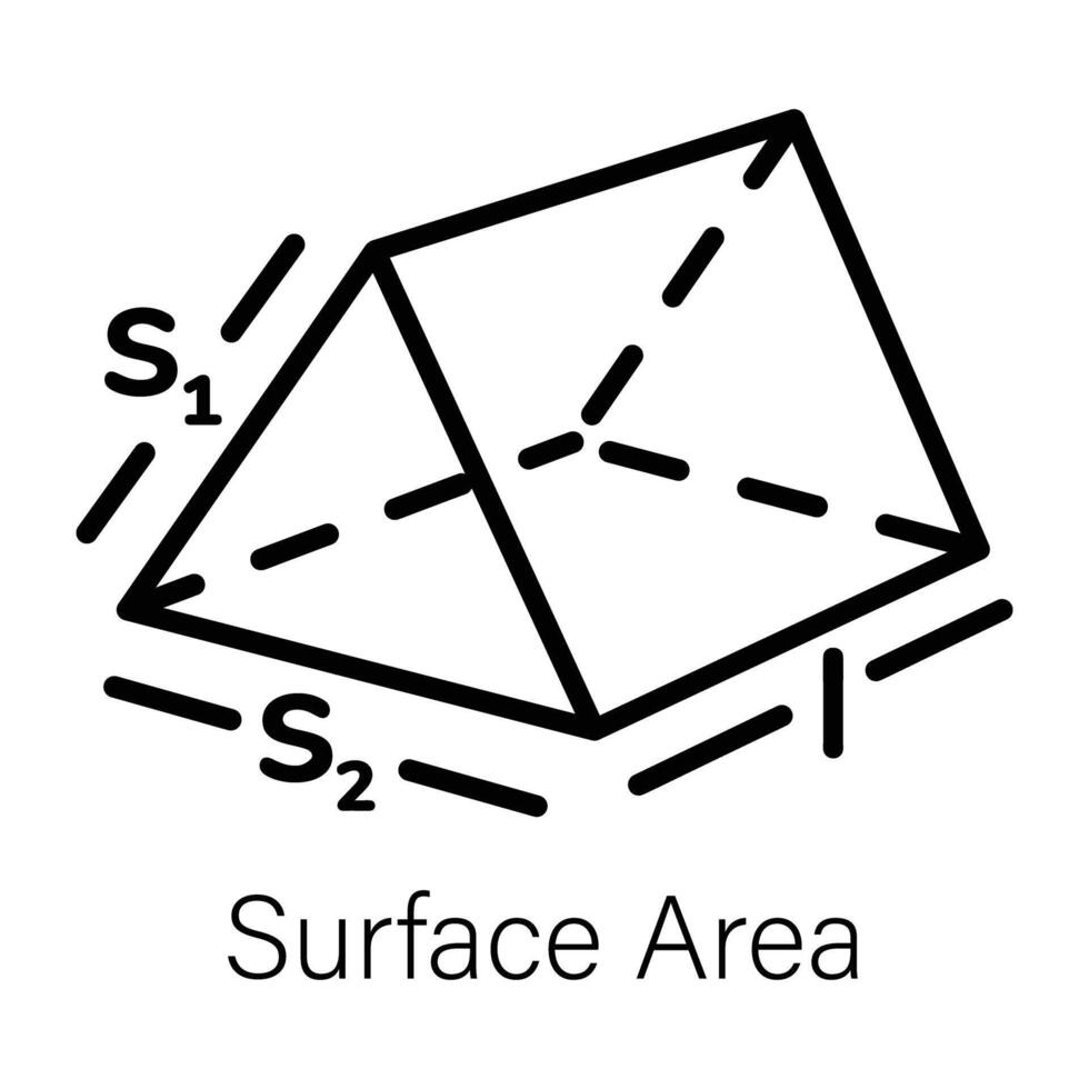 An editable line icon of surface area vector