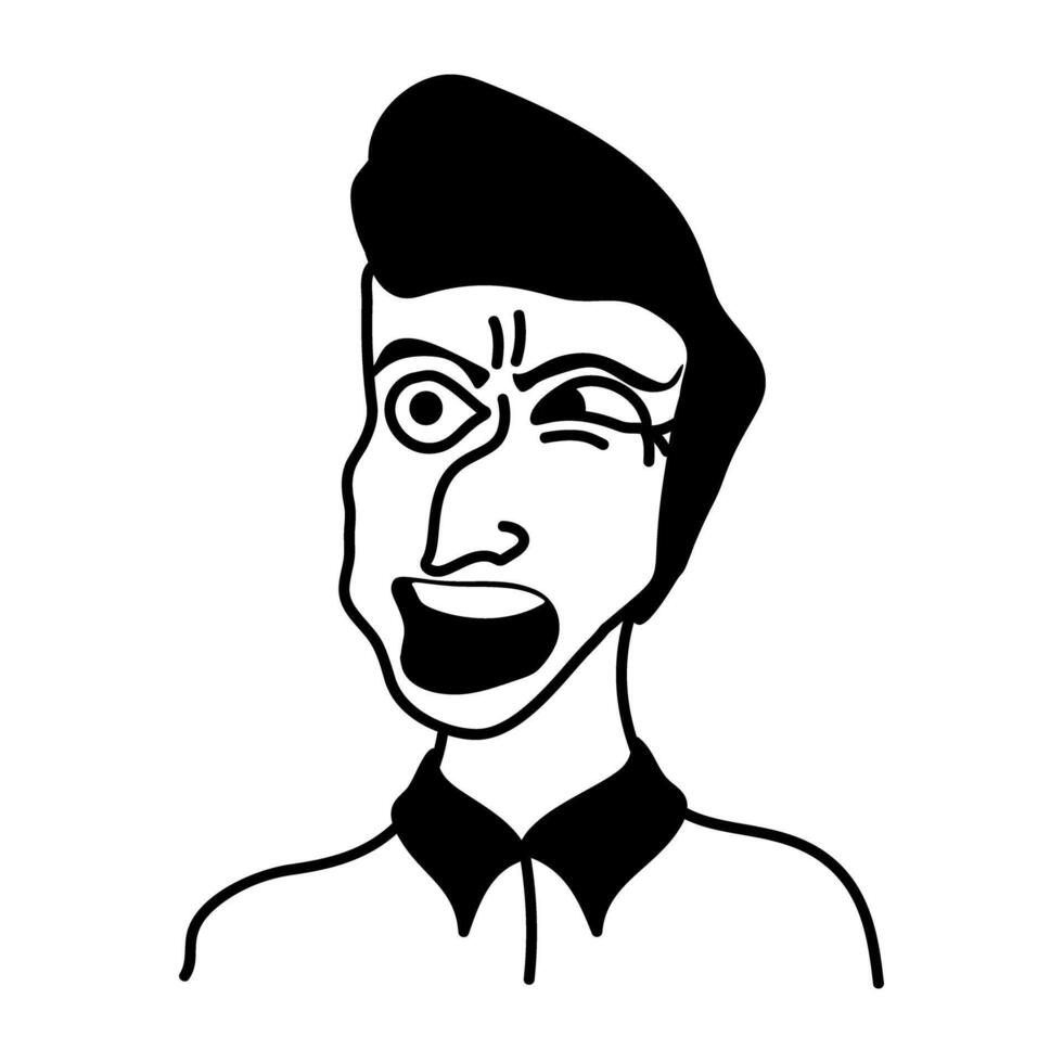 Doodle character icon of ugly man vector